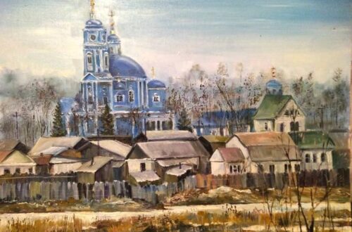 «Весна скоро. Церковь в Тельме» Ковалёва Ирина Юрьевна. МБУ ДО «ДХШ» г. Усолье- Сибирское.